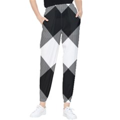 Black And White Diagonal Plaids Tapered Pants by ConteMonfrey