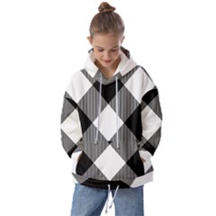 Black And White Diagonal Plaids Kids  Oversized Hoodie by ConteMonfrey