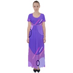 Colorful-abstract-wallpaper-theme High Waist Short Sleeve Maxi Dress by Wegoenart