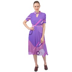 Colorful-abstract-wallpaper-theme Keyhole Neckline Chiffon Dress