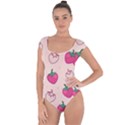 Seamless-strawberry-fruit-pattern-background Short Sleeve Leotard  View1