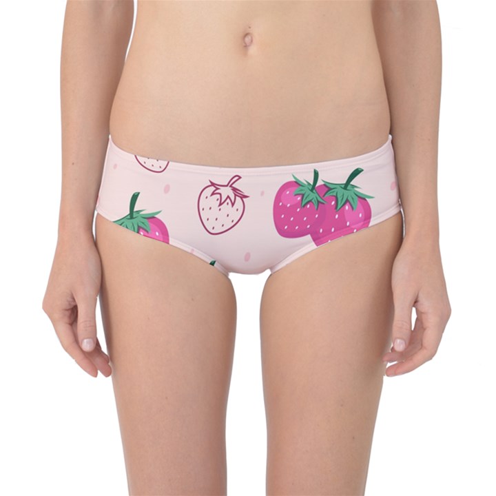 Seamless-strawberry-fruit-pattern-background Classic Bikini Bottoms