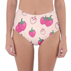 Seamless-strawberry-fruit-pattern-background Reversible High-waist Bikini Bottoms by Wegoenart