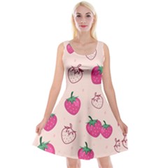 Seamless-strawberry-fruit-pattern-background Reversible Velvet Sleeveless Dress by Wegoenart