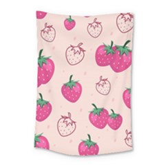 Seamless-strawberry-fruit-pattern-background Small Tapestry by Wegoenart