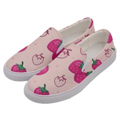 Seamless-strawberry-fruit-pattern-background Men s Canvas Slip Ons by Wegoenart