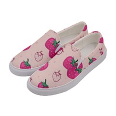 Seamless-strawberry-fruit-pattern-background Women s Canvas Slip Ons by Wegoenart