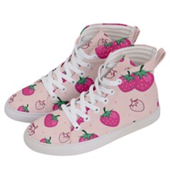 Seamless-strawberry-fruit-pattern-background Men s Hi-top Skate Sneakers by Wegoenart