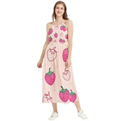 Seamless-strawberry-fruit-pattern-background Boho Sleeveless Summer Dress by Wegoenart