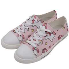 Cute-unicorn-rainbow-seamless-pattern-background Women s Low Top Canvas Sneakers by Wegoenart