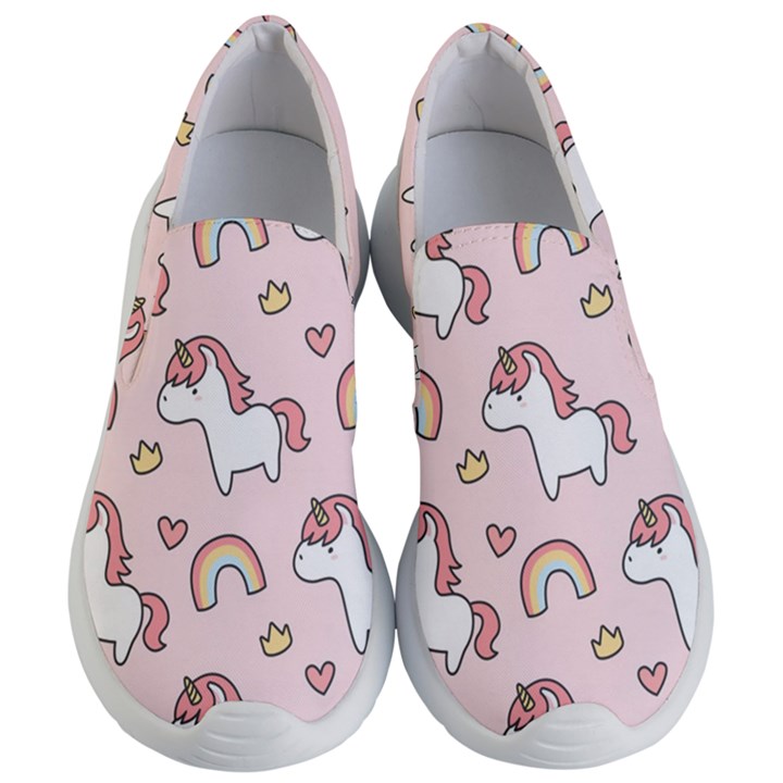 Cute-unicorn-rainbow-seamless-pattern-background Women s Lightweight Slip Ons