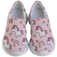 Cute-unicorn-rainbow-seamless-pattern-background Kids Lightweight Slip Ons by Wegoenart