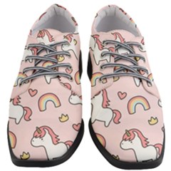 Cute-unicorn-rainbow-seamless-pattern-background Women Heeled Oxford Shoes by Wegoenart