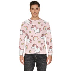 Cute-unicorn-rainbow-seamless-pattern-background Men s Fleece Sweatshirt by Wegoenart