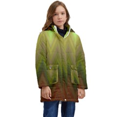 Zig Zag Chevron Classic Pattern Kid s Hooded Longline Puffer Jacket by Celenk