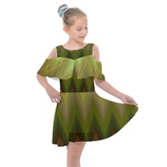 Zig Zag Chevron Classic Pattern Kids  Shoulder Cutout Chiffon Dress