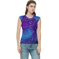 Realistic Night Sky With Constellation Women s Raglan Cap Sleeve Tee