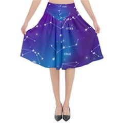 Realistic Night Sky With Constellation Flared Midi Skirt by Wegoenart