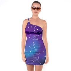 Realistic Night Sky With Constellation One Soulder Bodycon Dress