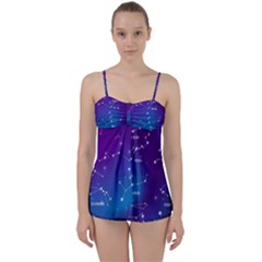 Realistic Night Sky With Constellation Babydoll Tankini Set