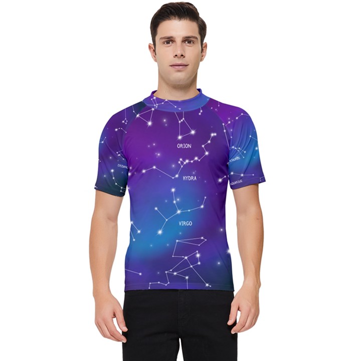 Realistic Night Sky With Constellation Men s Short Sleeve Rash Guard