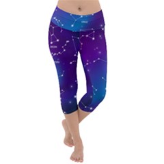 Realistic Night Sky With Constellation Lightweight Velour Capri Yoga Leggings by Wegoenart