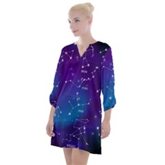 Realistic Night Sky With Constellation Open Neck Shift Dress by Wegoenart