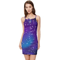 Realistic Night Sky With Constellation Summer Tie Front Dress