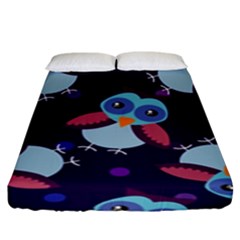 Owl Pattern Background Fitted Sheet (king Size) by Wegoenart