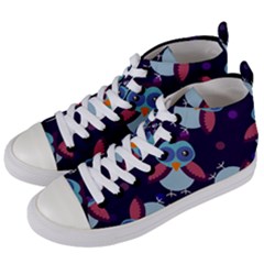 Owl Pattern Background Women s Mid-top Canvas Sneakers by Wegoenart