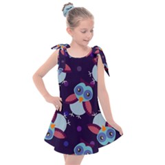 Owl Pattern Background Kids  Tie Up Tunic Dress