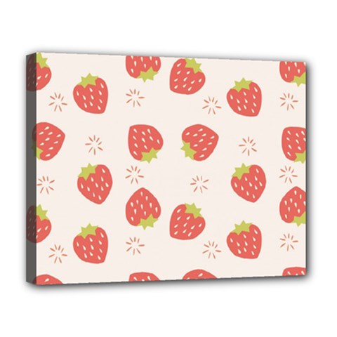 Strawberries Pattern Design Canvas 14  X 11  (stretched) by Wegoenart