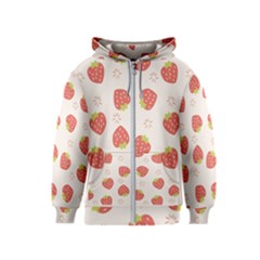 Strawberries Pattern Design Kids  Zipper Hoodie by Wegoenart