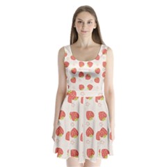 Strawberries Pattern Design Split Back Mini Dress  by Wegoenart