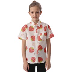 Strawberries Pattern Design Kids  Short Sleeve Shirt by Wegoenart