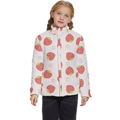 Strawberries Pattern Design Kids  Puffer Bubble Jacket Coat by Wegoenart