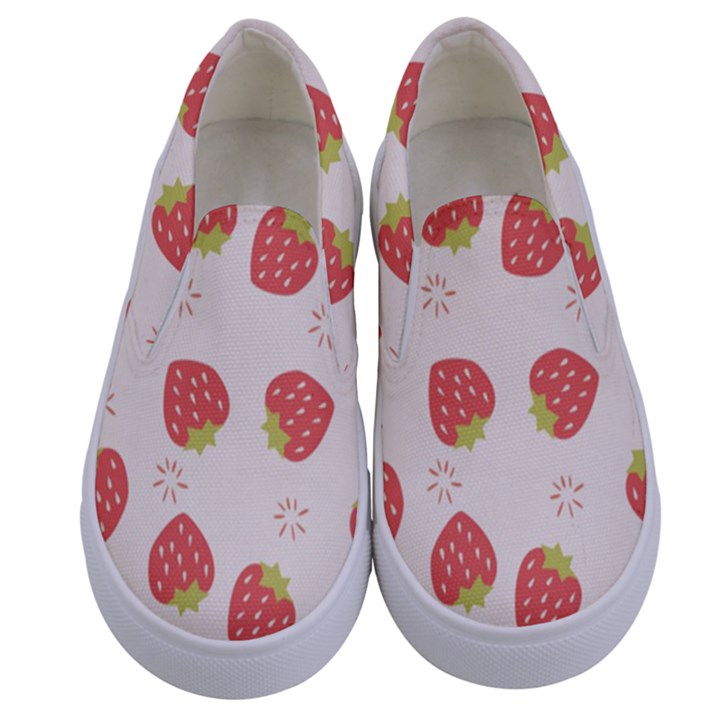 Strawberries Pattern Design Kids  Canvas Slip Ons