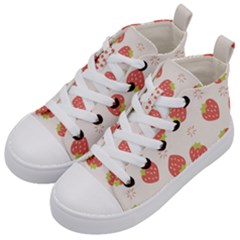 Strawberries Pattern Design Kids  Mid-top Canvas Sneakers by Wegoenart