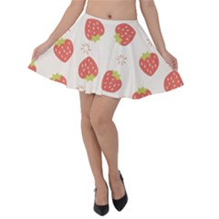 Strawberries Pattern Design Velvet Skater Skirt by Wegoenart