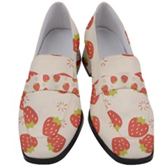 Strawberries Pattern Design Women s Chunky Heel Loafers by Wegoenart