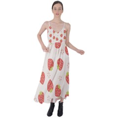 Strawberries Pattern Design Tie Back Maxi Dress by Wegoenart