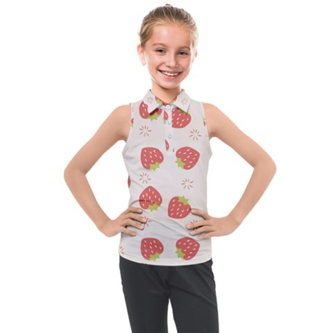 Strawberries Pattern Design Kids  Sleeveless Polo Tee by Wegoenart