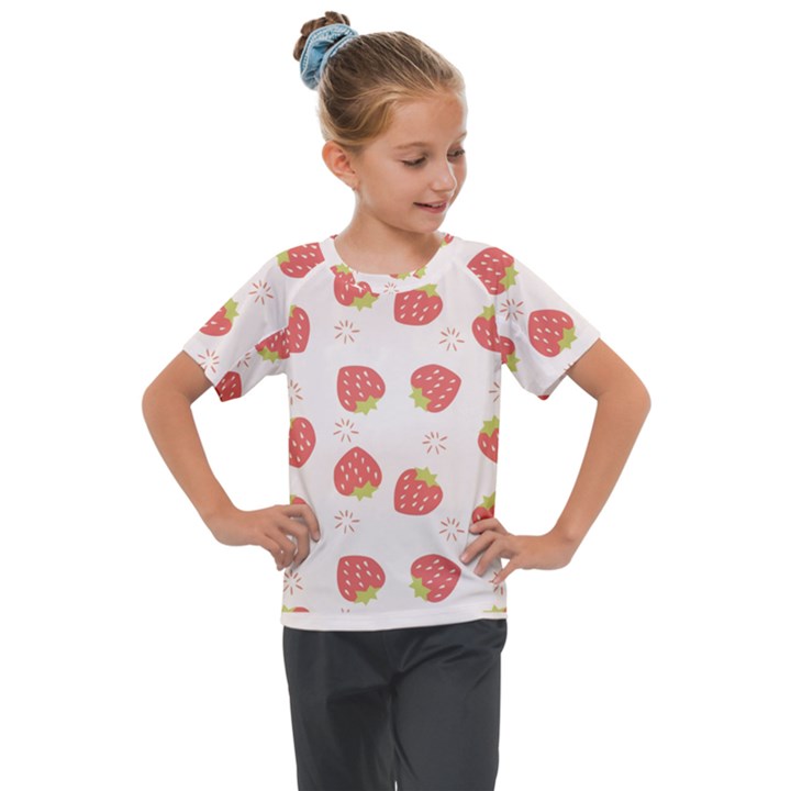 Strawberries Pattern Design Kids  Mesh Piece Tee