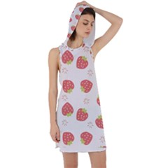 Strawberries Pattern Design Racer Back Hoodie Dress by Wegoenart