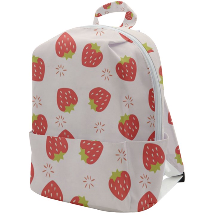 Strawberries Pattern Design Zip Up Backpack