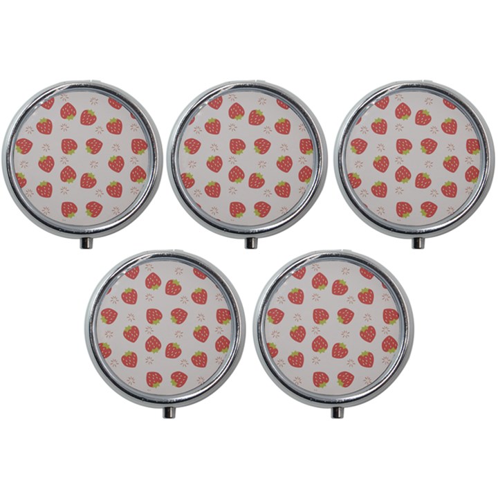 Strawberries Pattern Design Mini Round Pill Box (Pack of 5)