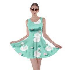 Elegant Swan Seamless Pattern Skater Dress by Wegoenart