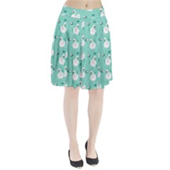 Elegant Swan Seamless Pattern Pleated Skirt by Wegoenart