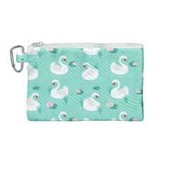 Elegant Swan Seamless Pattern Canvas Cosmetic Bag (medium) by Wegoenart