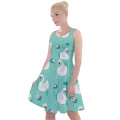 Elegant Swan Seamless Pattern Knee Length Skater Dress by Wegoenart